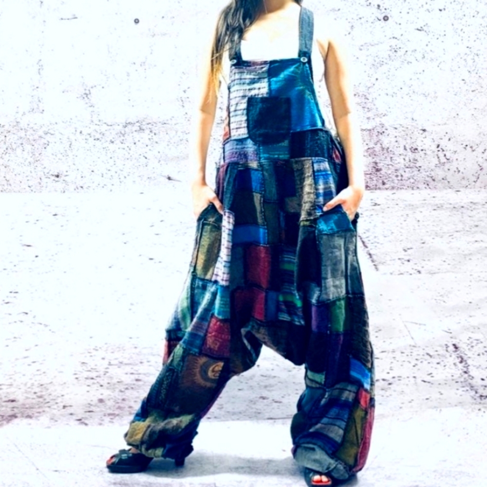 NWT patchwork cotton overalls